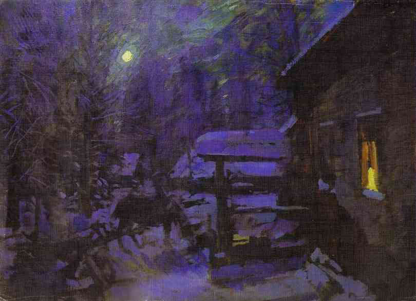 Коровин Константин Алексеевич – Лунная ночь. Зима, 1913