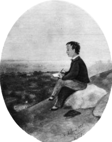 Айвазовский изобразил себя мальчиком, рисующим родной город. 1825г.