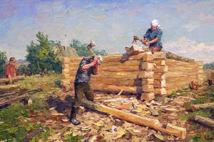 Плотники строят дом