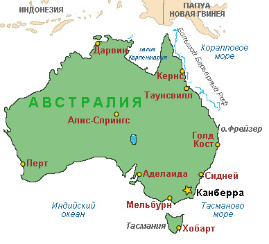 Схематическая карта Австралии