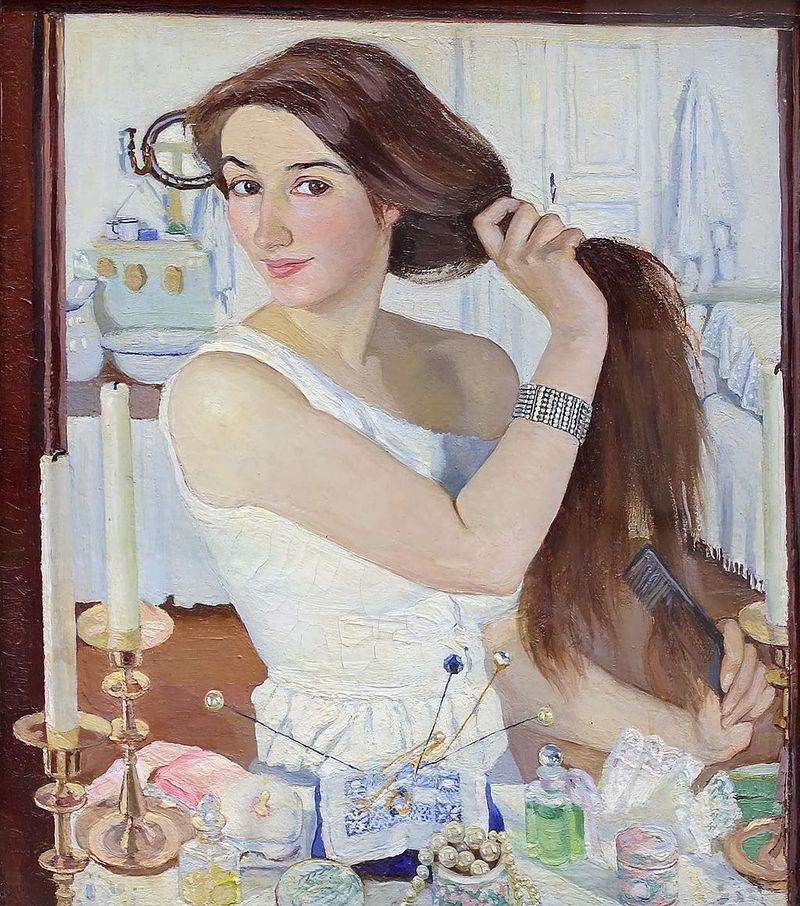 За туалетом. Автопортрет. 1909