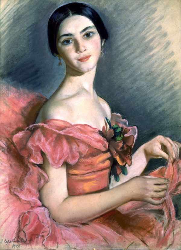 Портрет балерины Е. Н. Гейденрейх в красном. 1923