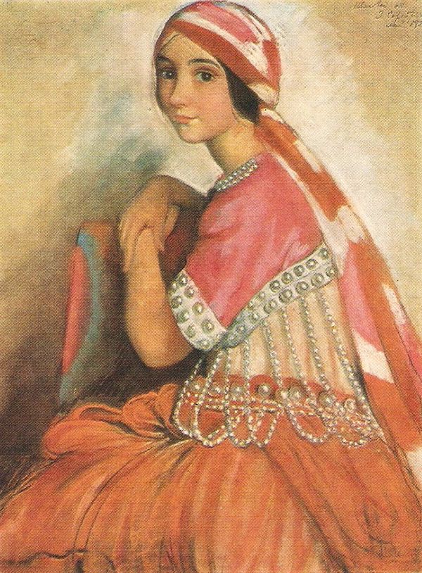Портрет балерины Л. А. Ивановой в театральном костюме. 1922