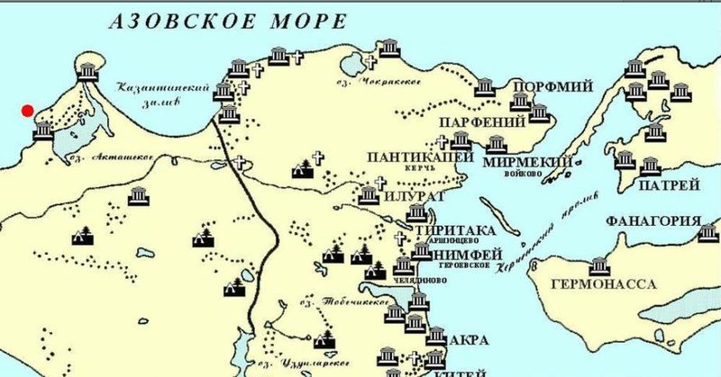 Карта древнегреческих городов Крыма.