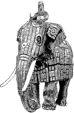 Боевой слон в защитном панцире.