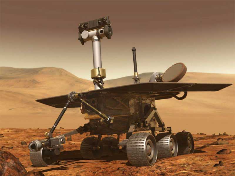 Так выглядят марсоходы-близнецы Спирит (Spirit) и Оппортьюнити (Opportunity), работающие на Марсе с января 2004 года.