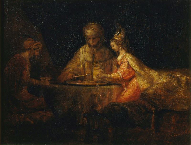 Рембрандт. «Артаксеркс, Аман и Эсфирь». 1660 год.