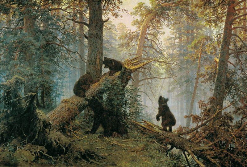 И. И. Шишкин, К.Савицкий. Утро в сосновом лесу. 1889. Третьяковская галерея.