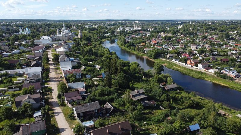 Торжок летом с высоты птичьего полёта.