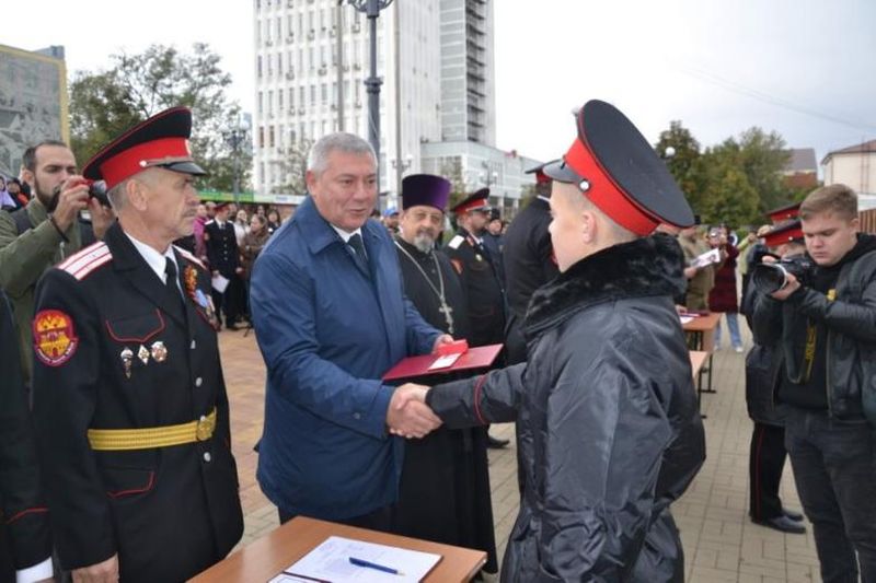 Новороссийский казачий кадетский корпус. Церемония приёма новобранцев в кадеты.