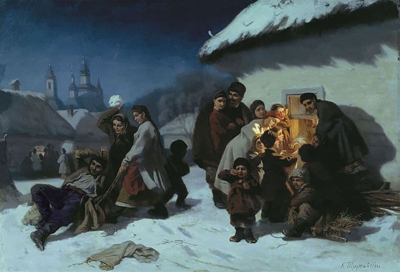 Константин Трутовский. «Колядки в Малороссии», 1864 г.