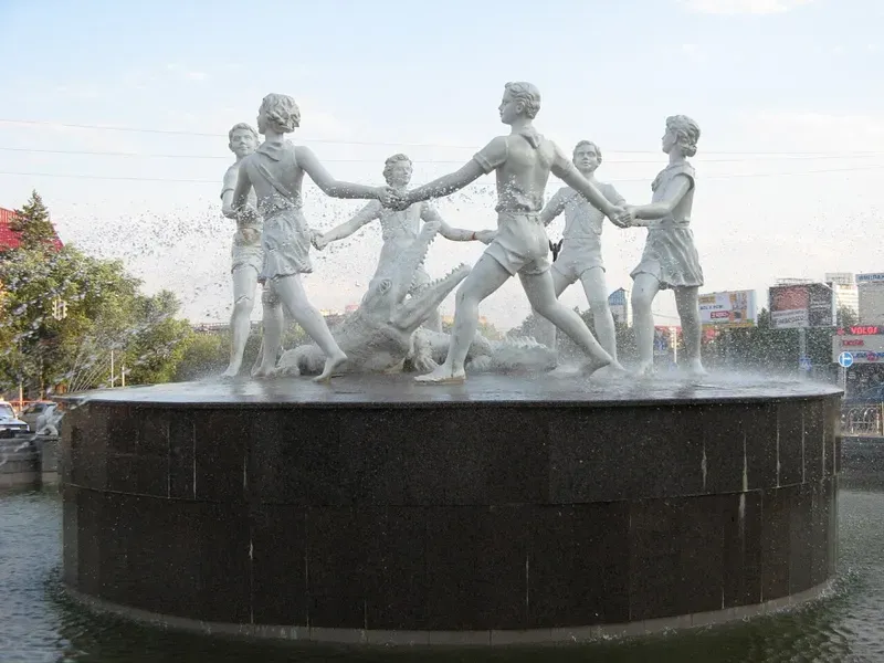 Воссозданный фонтан «Бармалей». Волгоград